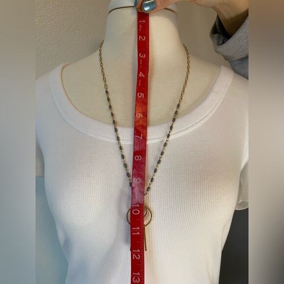 Plunder Women's Lilac Iridescent Beaded Gold Chain Pendant Necklace Simple Basic - Picture 6 of 7